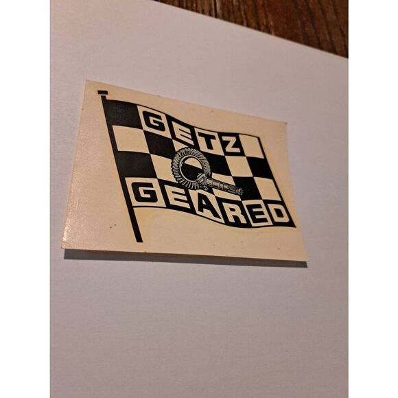 Vintage RARE Original 60s Getz Geared Checkered Flag Water Slide Decal Race - Picture 1 of 4